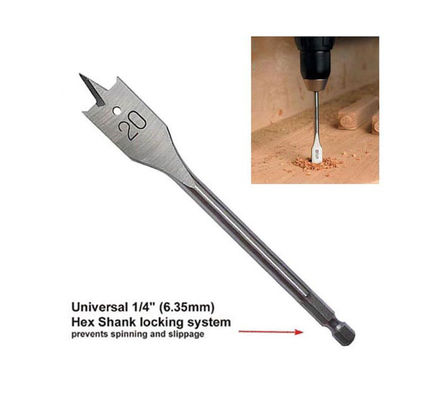 8pc Flachholzbohrstücke mit Hex-Sank und Erweiterung