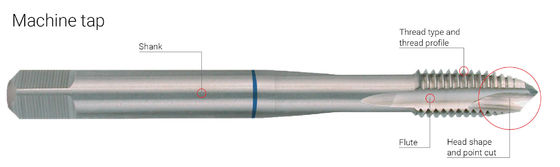 Ti-beschichtete DIN371 Spiralpunkt-HSS-Maschinenhähne M3-M50